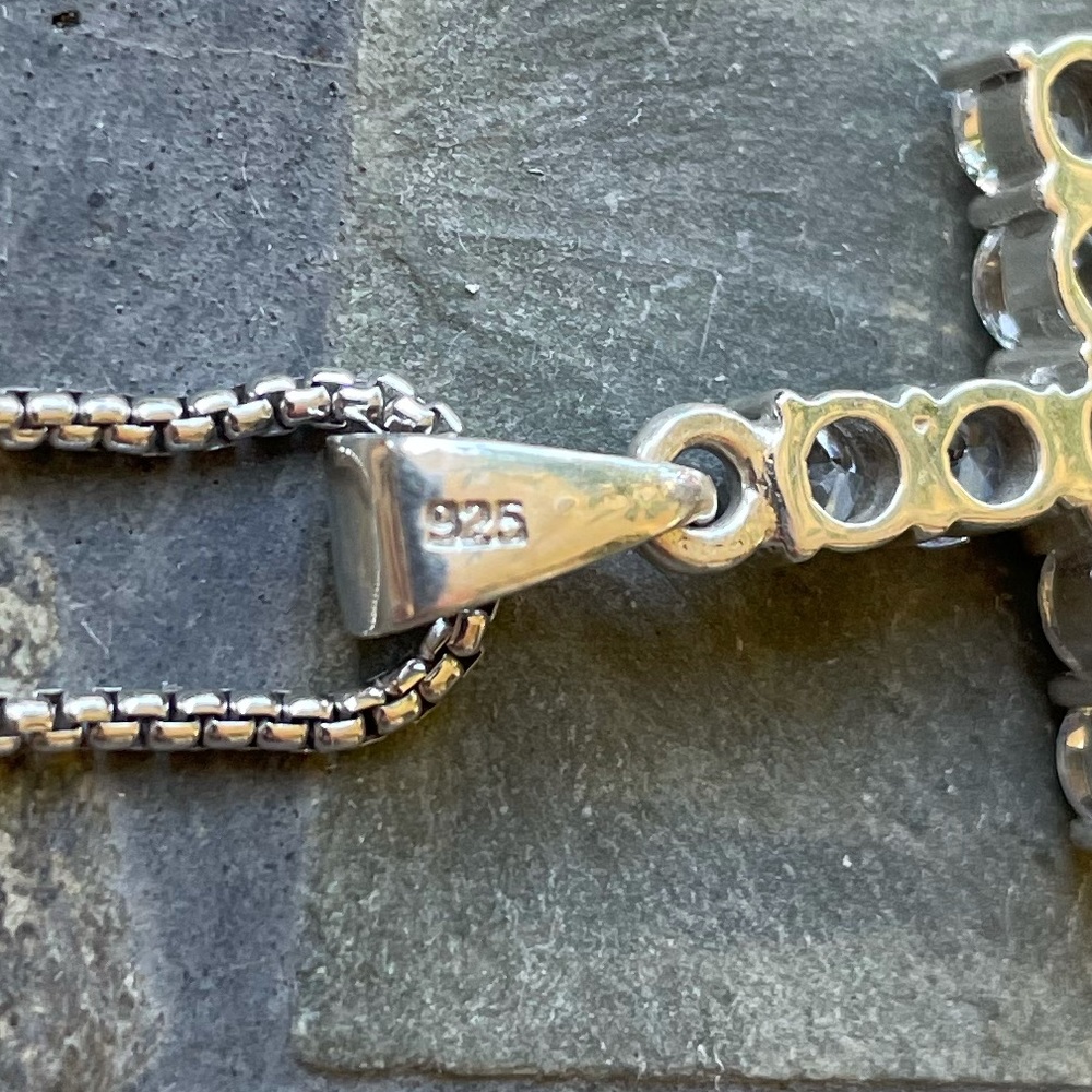 Sterling Silver CZ Cross Chain - Picture 9 of 14